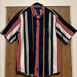VTG Catalina Multicolor Striped Button Down Shirt Mens L Cotton Preppy BBQ Beach